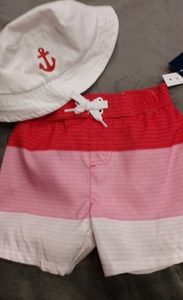 Crown and Ivy boys swim trunks& matching hat 24mt